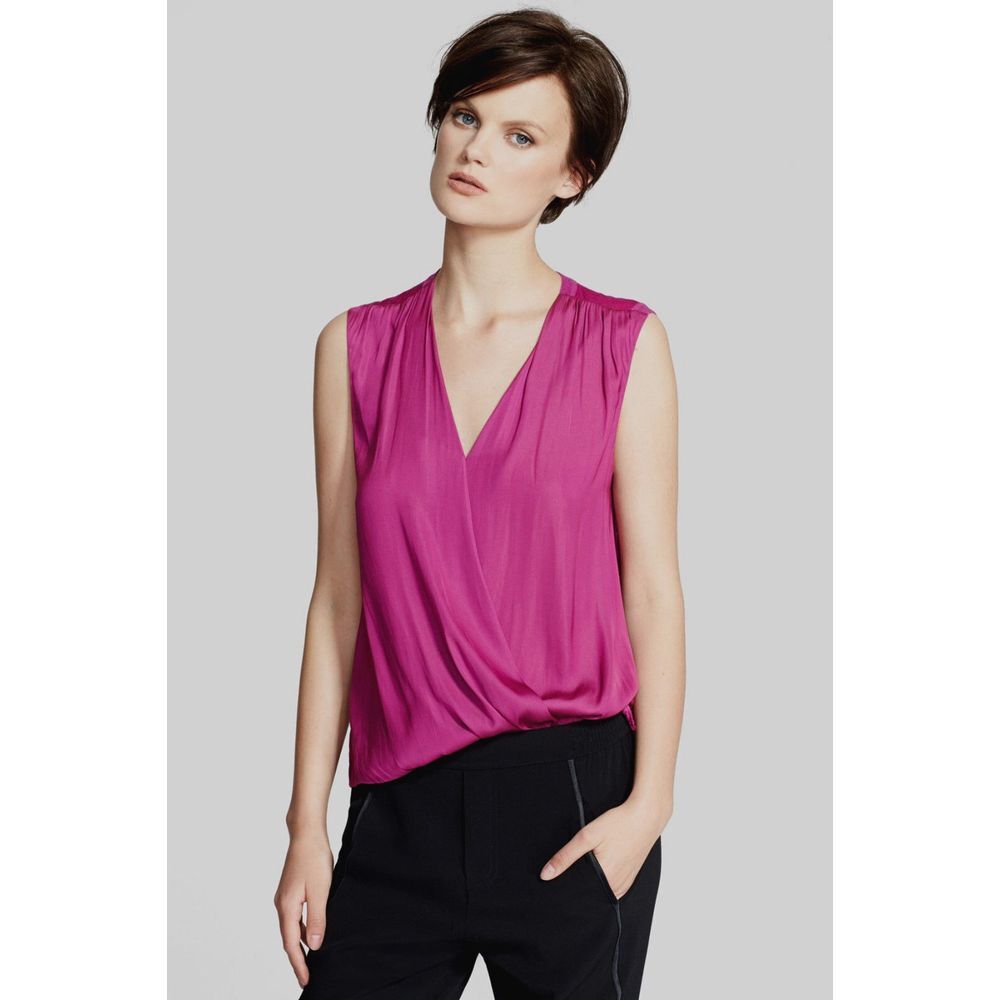NEW! VINCE Crossover Cami Blouse Mix Media Magenta Purple [SZ XXS]‎ #93